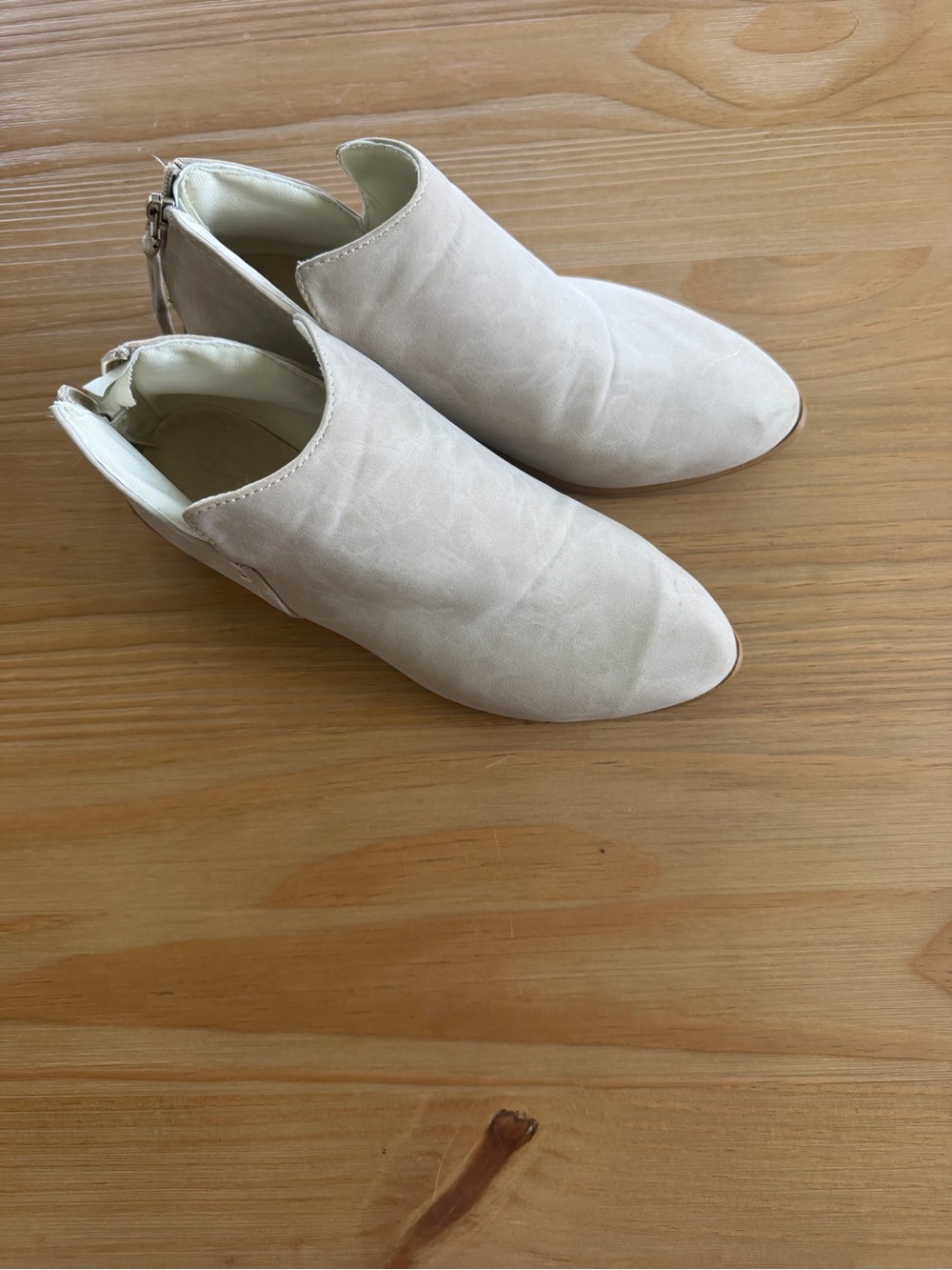 Women's Cream Ankle Booties - Sleek Back-Zip Design
